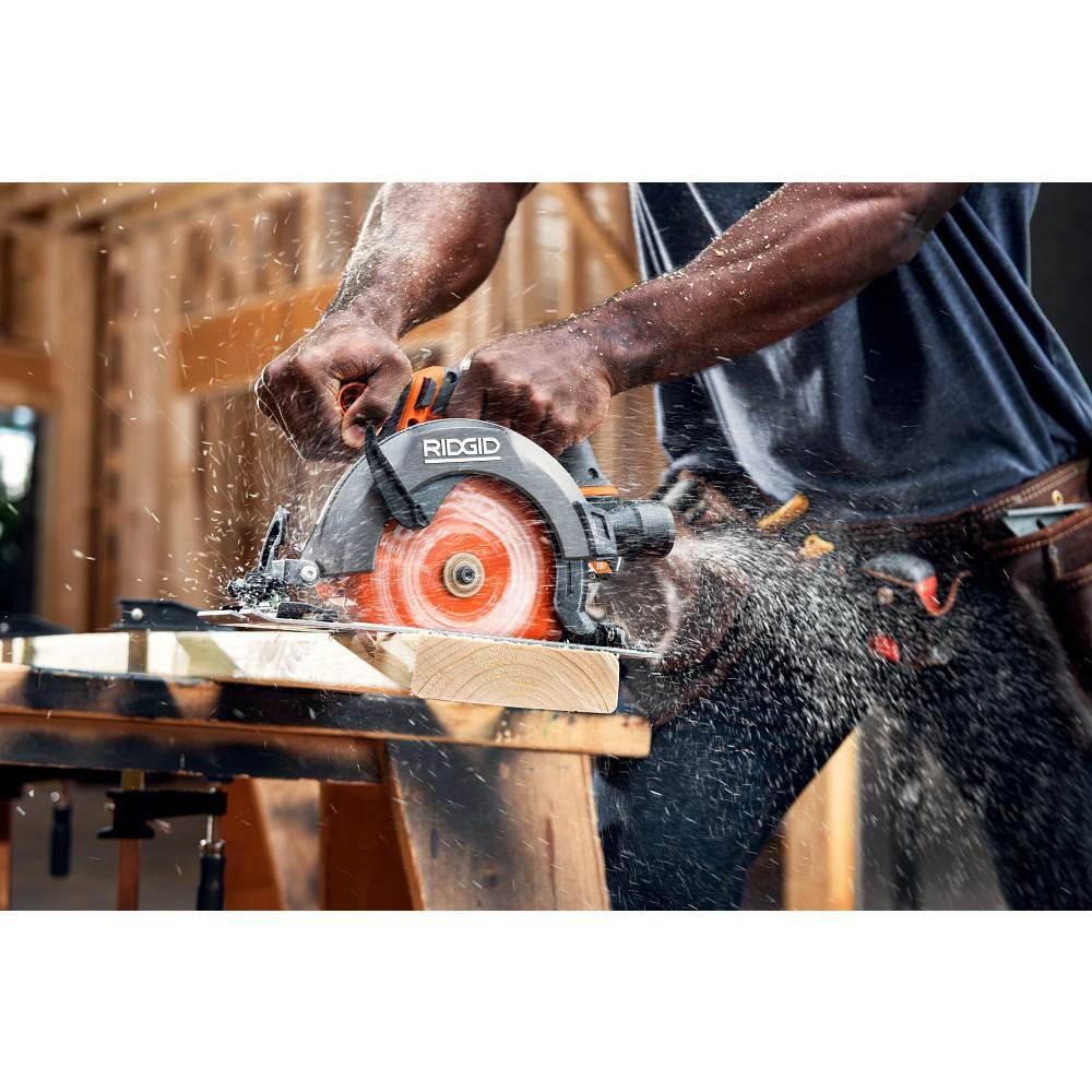 RIDGID 18V Cordless 6-12 in. Circular Saw with 18V Lithium-Ion 4.0 Ah Battery R8655B-AC87004