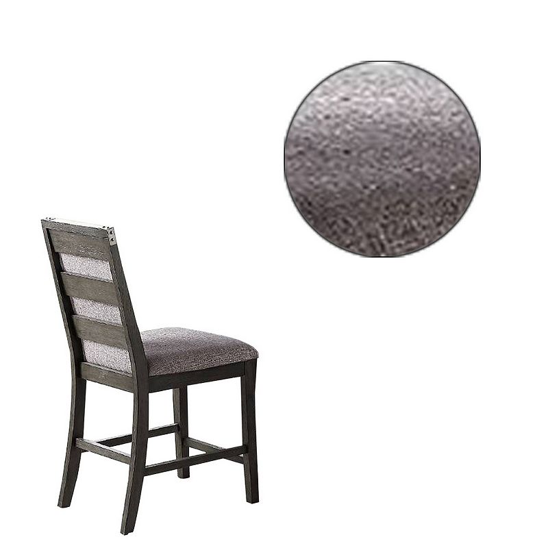 Wooden High Chairs With Upholstered Seat And Backrest， Set Of 2， Gray - Benzara