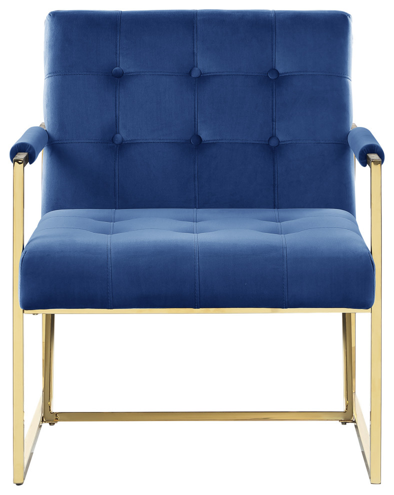 Louie Modern Arm Chair with Gold Frame   Contemporary   Armchairs And Accent Chairs   by Best Master Furniture  Houzz