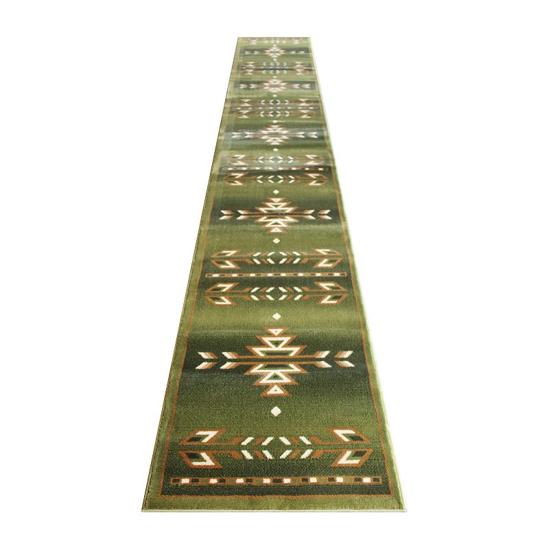 Masada Rugs Masada Rugs Southwest 3'x16' Native American Area Rug Runner in Green