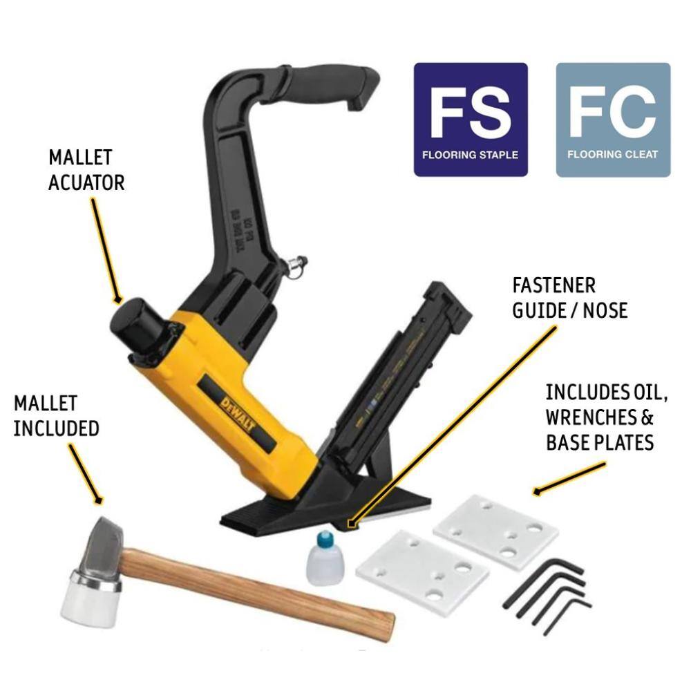 DW 2-in-1 Pneumatic 15.5-Gauge and 16-Gauge Flooring Tool DWFP12569