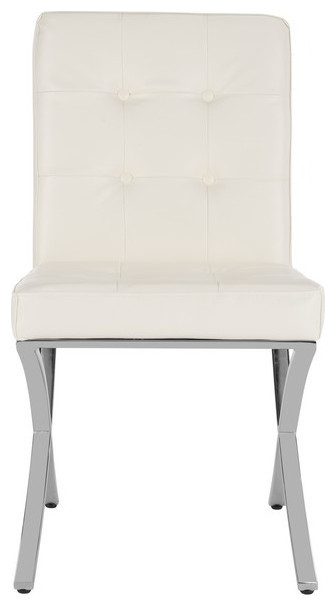 Slader Tufted Side Chair White Chrome   Contemporary   Dining Chairs   by V.S.D Furniture  Houzz