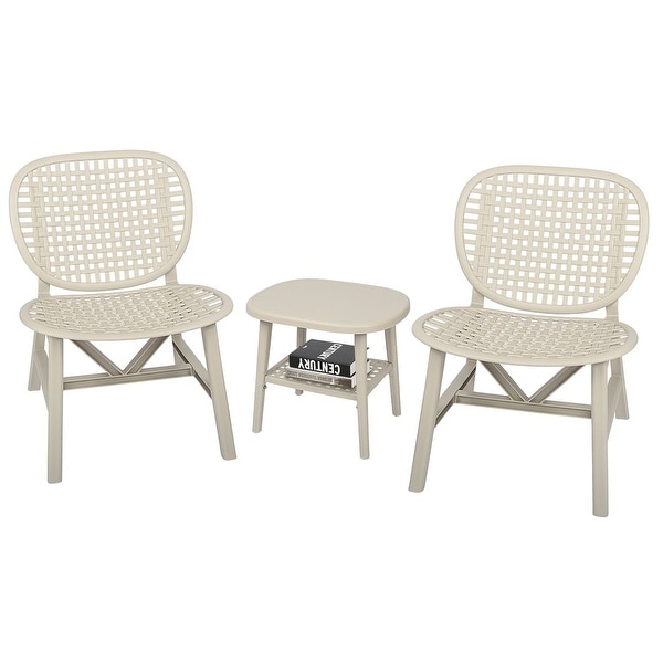 3Piece Hollow Design Patio Table Chair Set，Outdoor Bistro Set