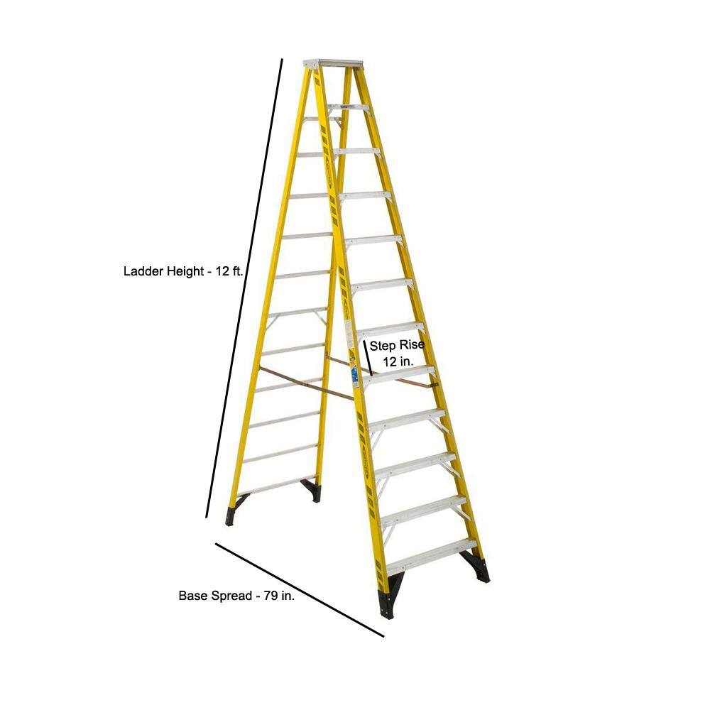 Werner 12 ft. Yellow Fiberglass Step Ladder with 375 lbs. Load Capacity Type IAA Duty Rating 7312