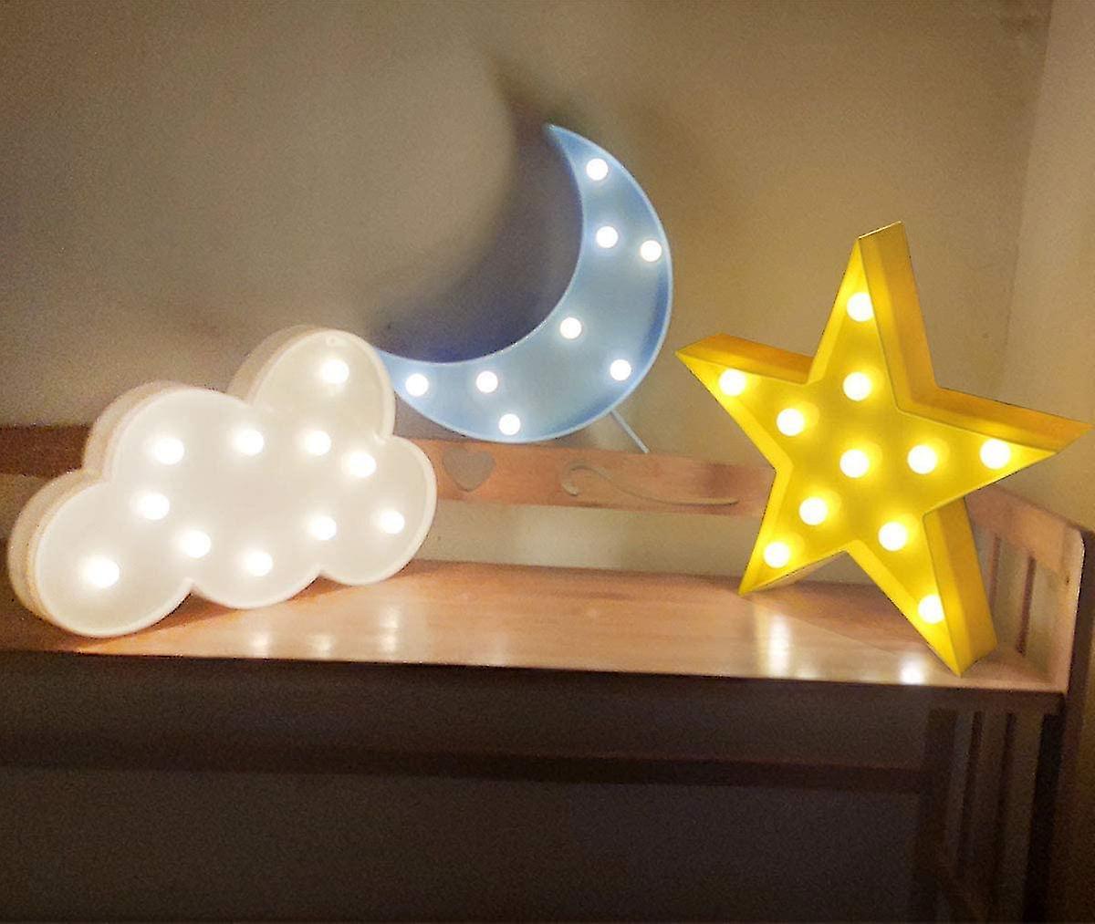 Night Light 3pcs Decorative Led Night Lights Crescent Moon Star Cloud Lamp Sign Light Bedroom Decor For Baby Kids Children Adults Gifts