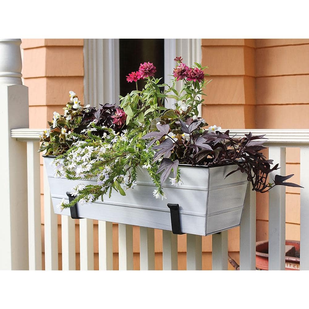 ACHLA DESIGNS 24 in. W Cape Cod White Medium Galvanized Steel Flower Box Planter C-20W