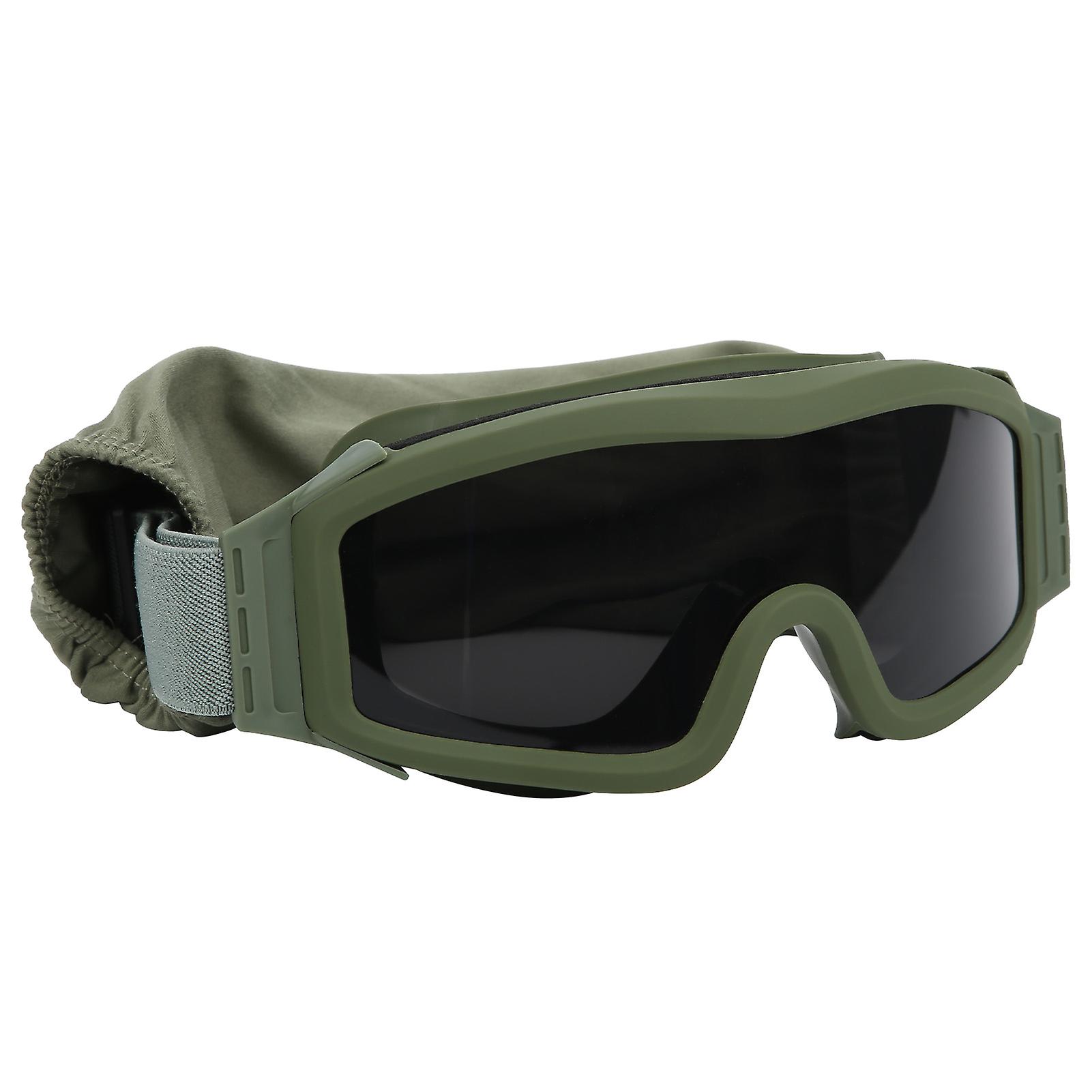 Tactics Dustproof Protective Glasses Impact Resistant Antiexplosion Military Goggles(verre Gris  Cadre Vert Arme )