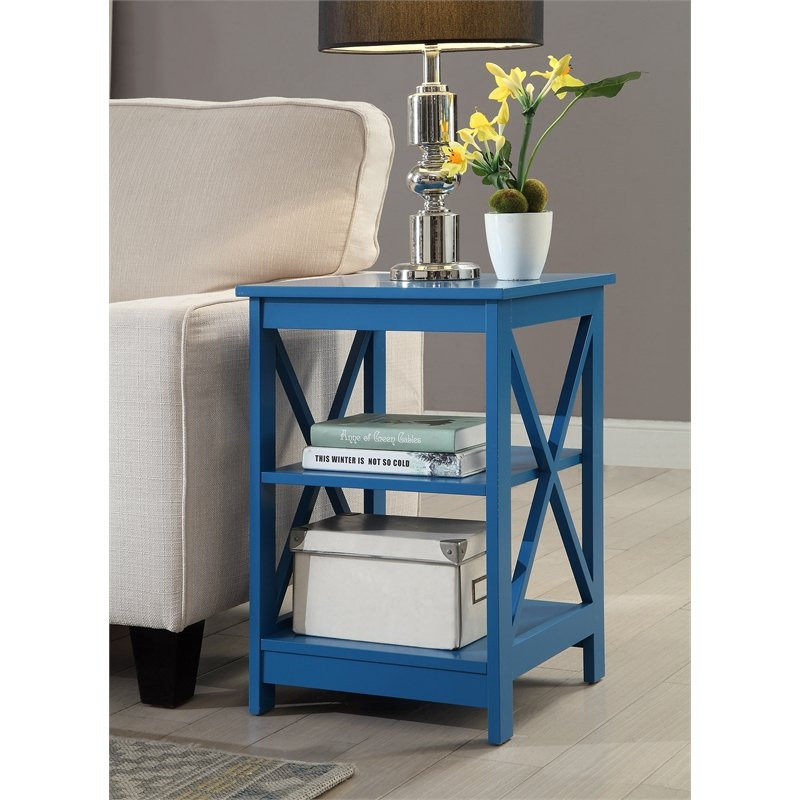 Home Square 2 Piece Square Solid Wood End Table Set in Blue   Contemporary   Side Tables And End Tables   by Homesquare  Houzz