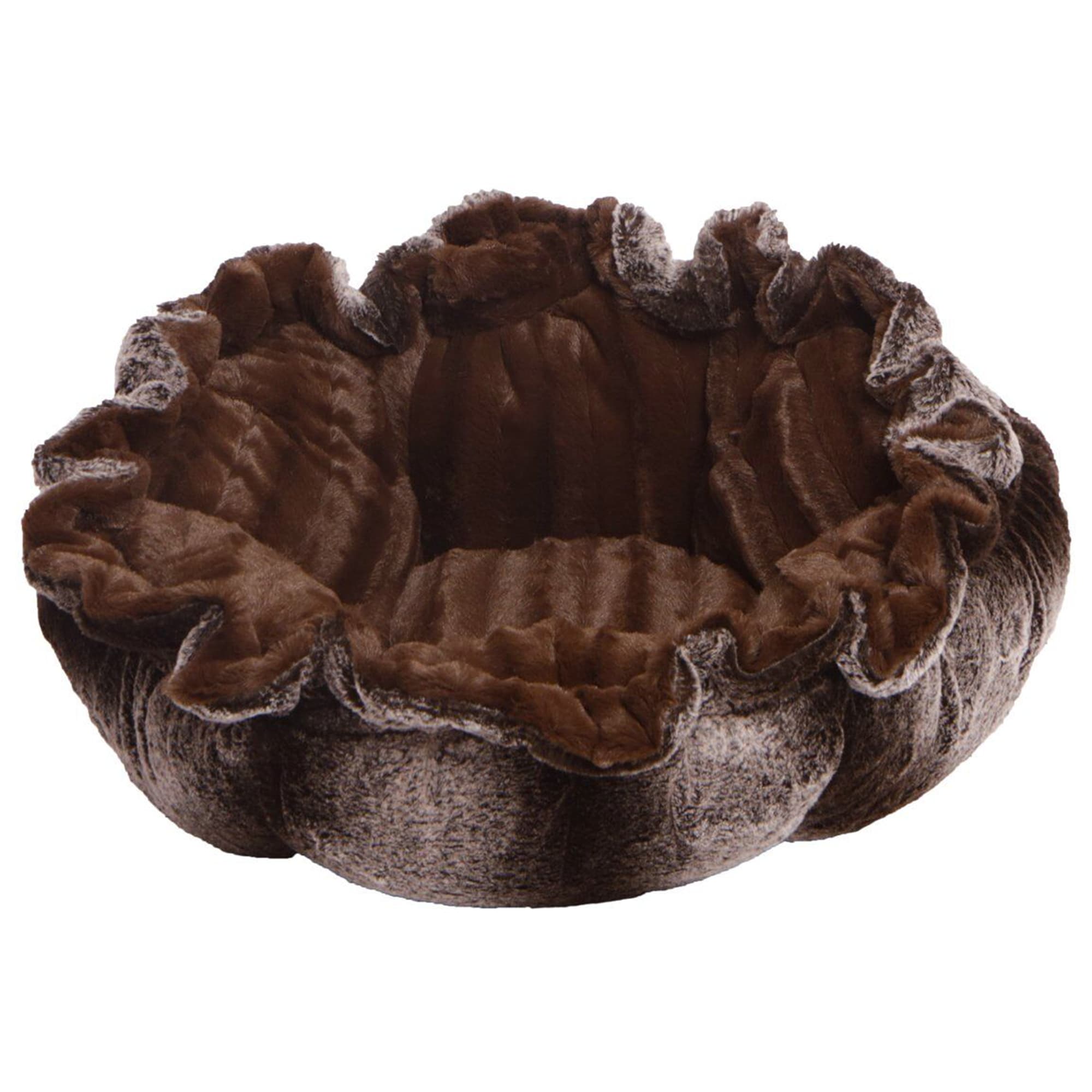 Bessie  Barnie Ultra Plush Deluxe Frosted Glacier Black Puma Pet Lily Pod Cat Bed， 24