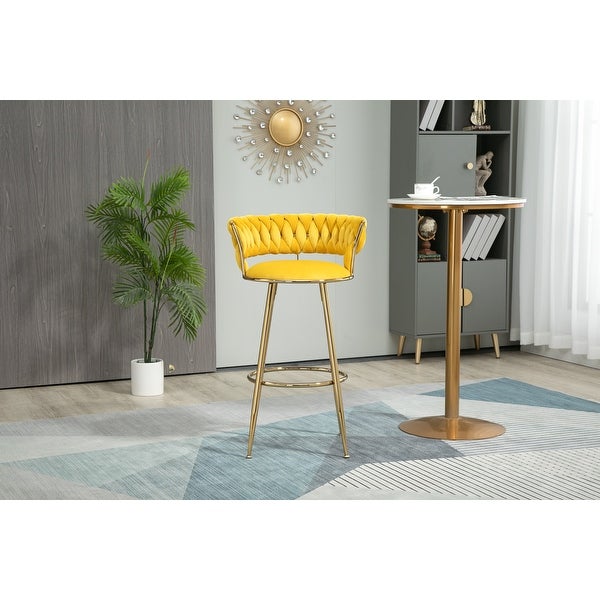 Low Back Bar Stool Light Luxury Bar Chair with Circular Footrest