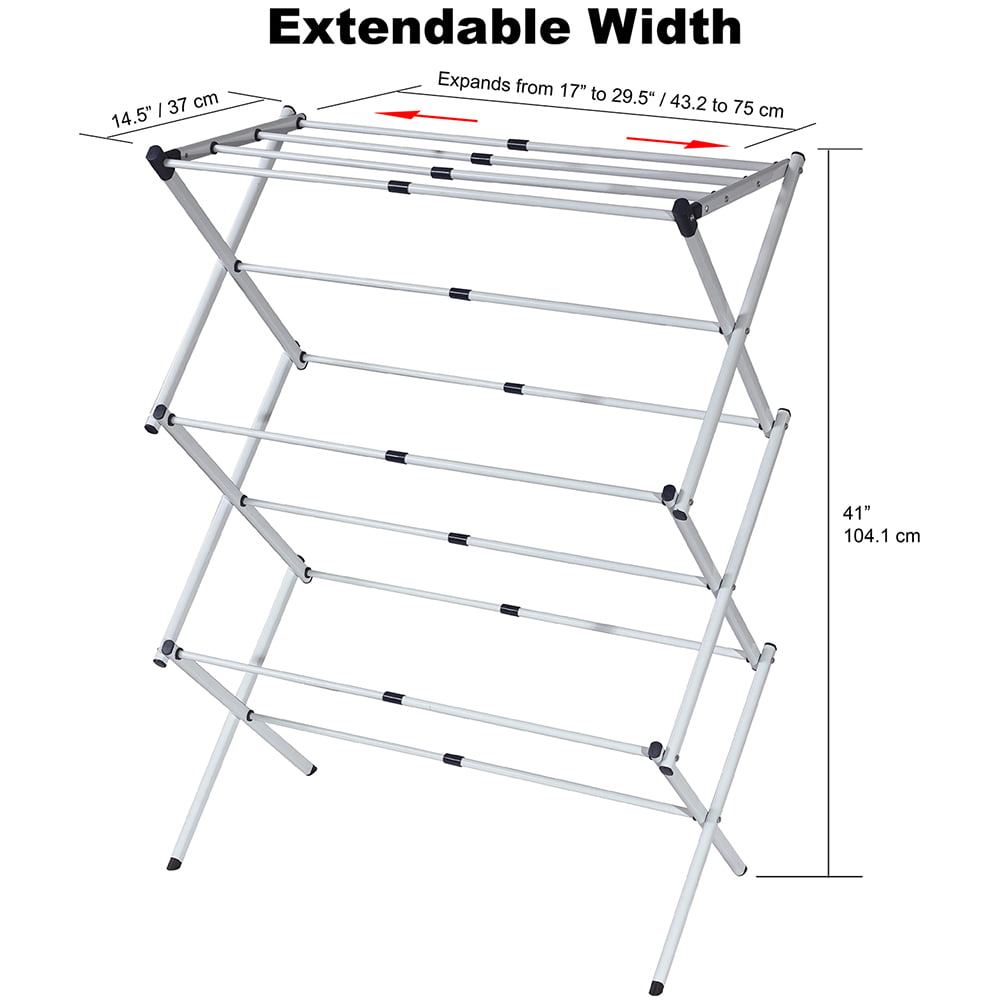 Home Basics Folding and Collapsible Indoor and Outdoors Clothes Drying Rack, Silver