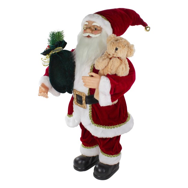 Northlight 2 x27 Standing Santa Christmas Figure With A Plush Bear