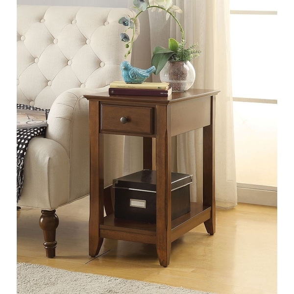 Wooden Side Table with 1 Drawers and Open Storage