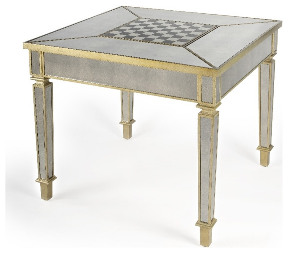 Butler Specialty Company Celeste Mirrored Game Table   Silver   Contemporary   Side Tables And End Tables   by Homesquare  Houzz