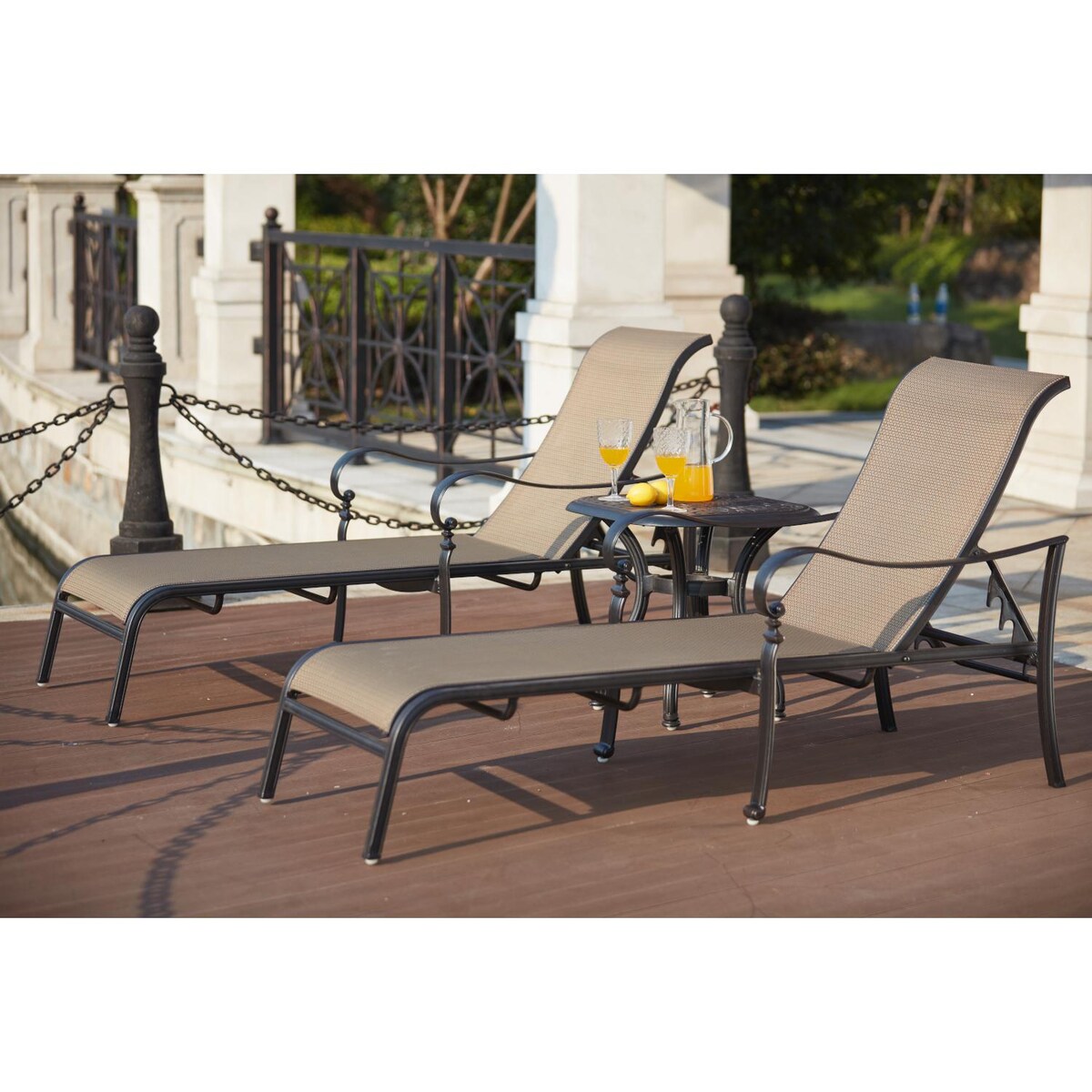 Mountain View 3 Piece Cast Aluminum Sling Patio Chaise Lounge Set By Darlee