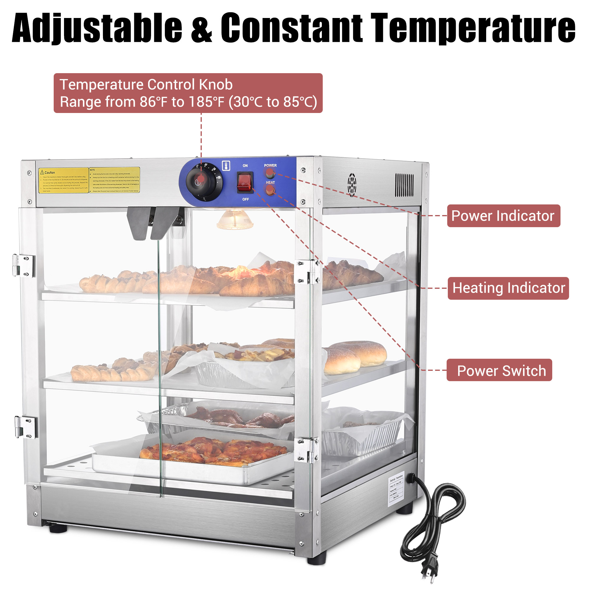 WeChef Commercial Food Warmer 3-Tier 20x20x24