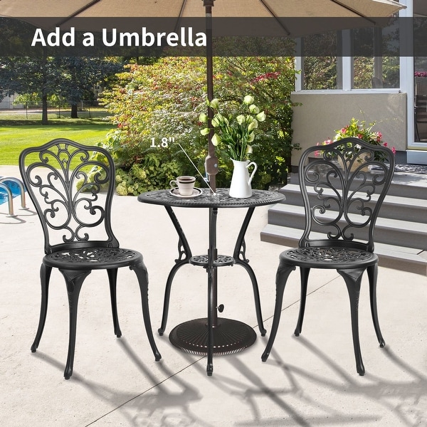 Outdoor Patio Cast Aluminum 3 Piece Bistro Set