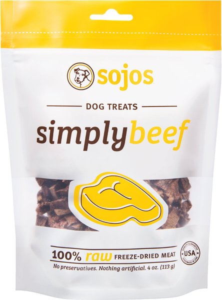 Sojos Simply Beef Freeze-Dried Dog Treats， 4-oz bag