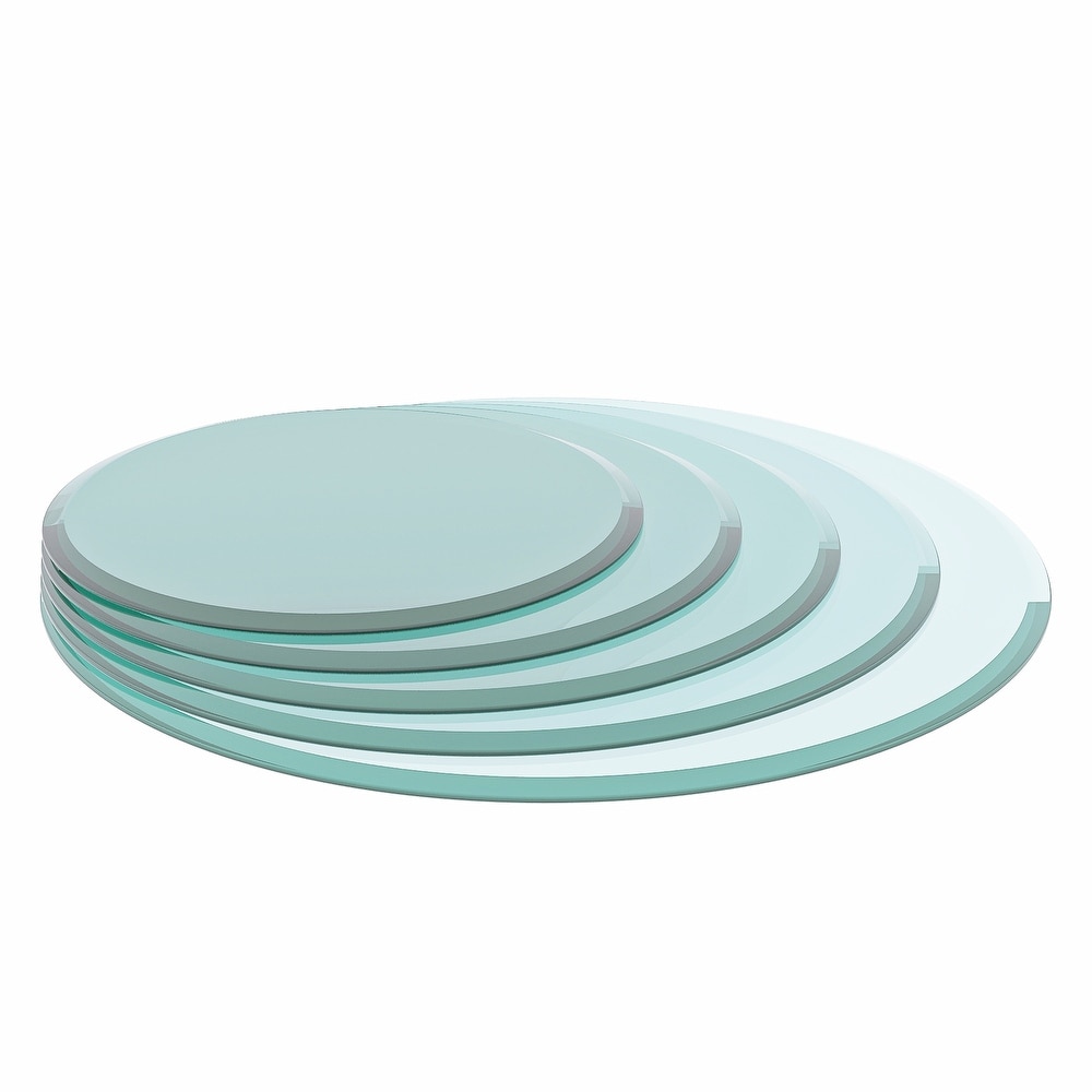 Round Tempered Glass Table Top Beveled Polished Edge (Only Table Top)