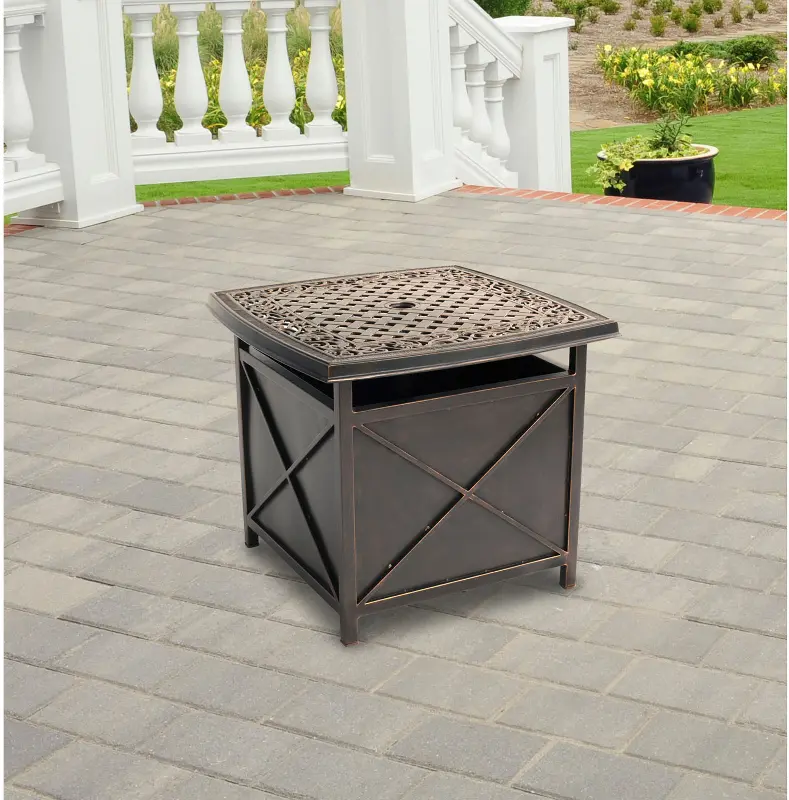 Outdoor Cast-Top Side Table and Umbrella Stand - Traditions