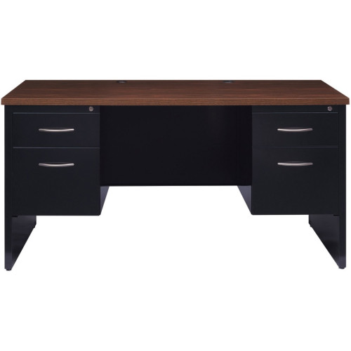 Lorell Walnut Laminate Commercial Steel Desk Series Pedestal Desk - 4-Drawer (79141)