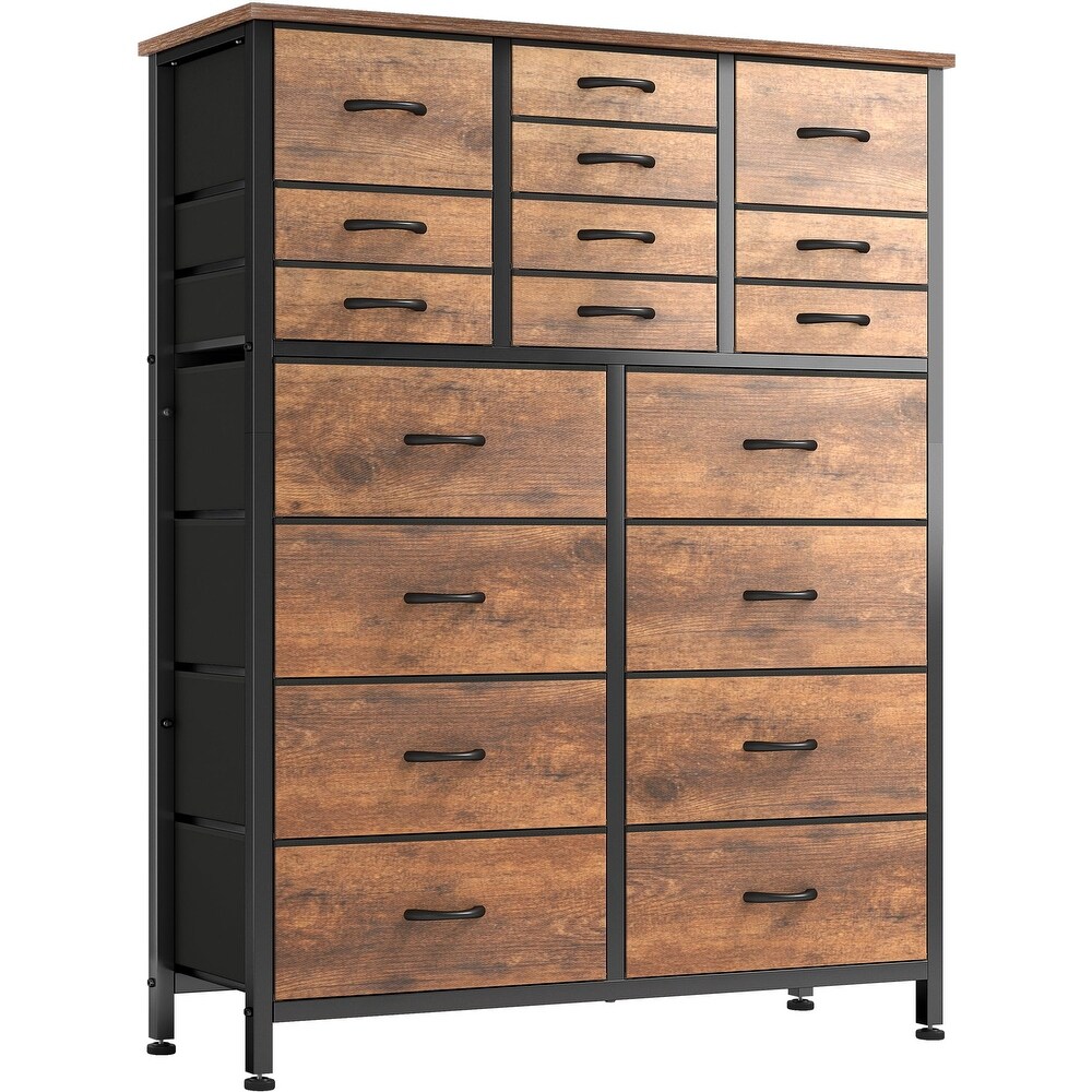 18 Drawer Dresser  Tall Dressers for Bedroom  Large Capacity Fabric Dresser   Chest of Drawers