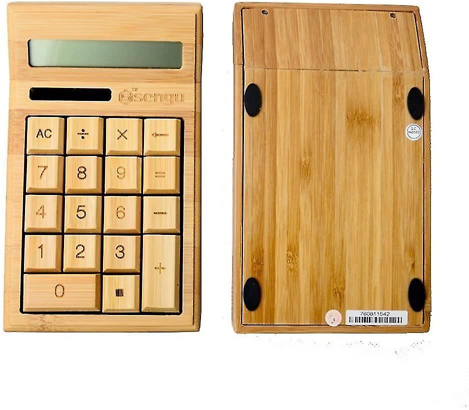 Wooden Solar Calculators Standard Function Desktop Calculator With 12-digit Large Display