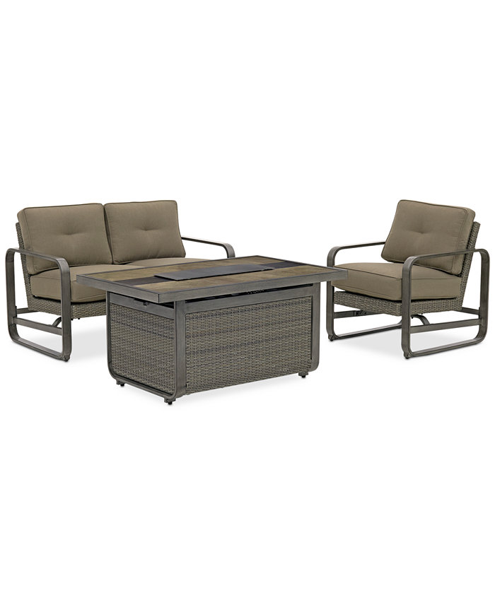 Agio CLOSEOUT! Ellsworth Outdoor 3-Pc. Chat Set (1 Fire Pit 1 Loveseat and 1 Club Chair)