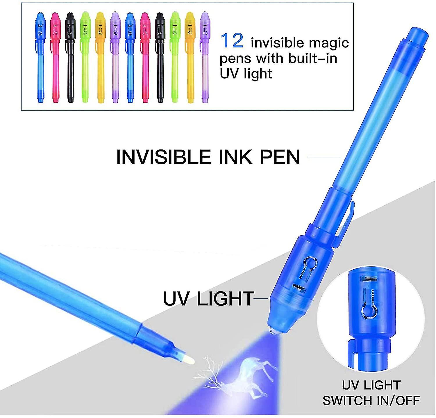 Veeki Invisible Ink Pen (12 Pack) Latest Spy Pen， With Uv Light Fun Activity Entertainment For Kids Party Favors Ideas Gifts