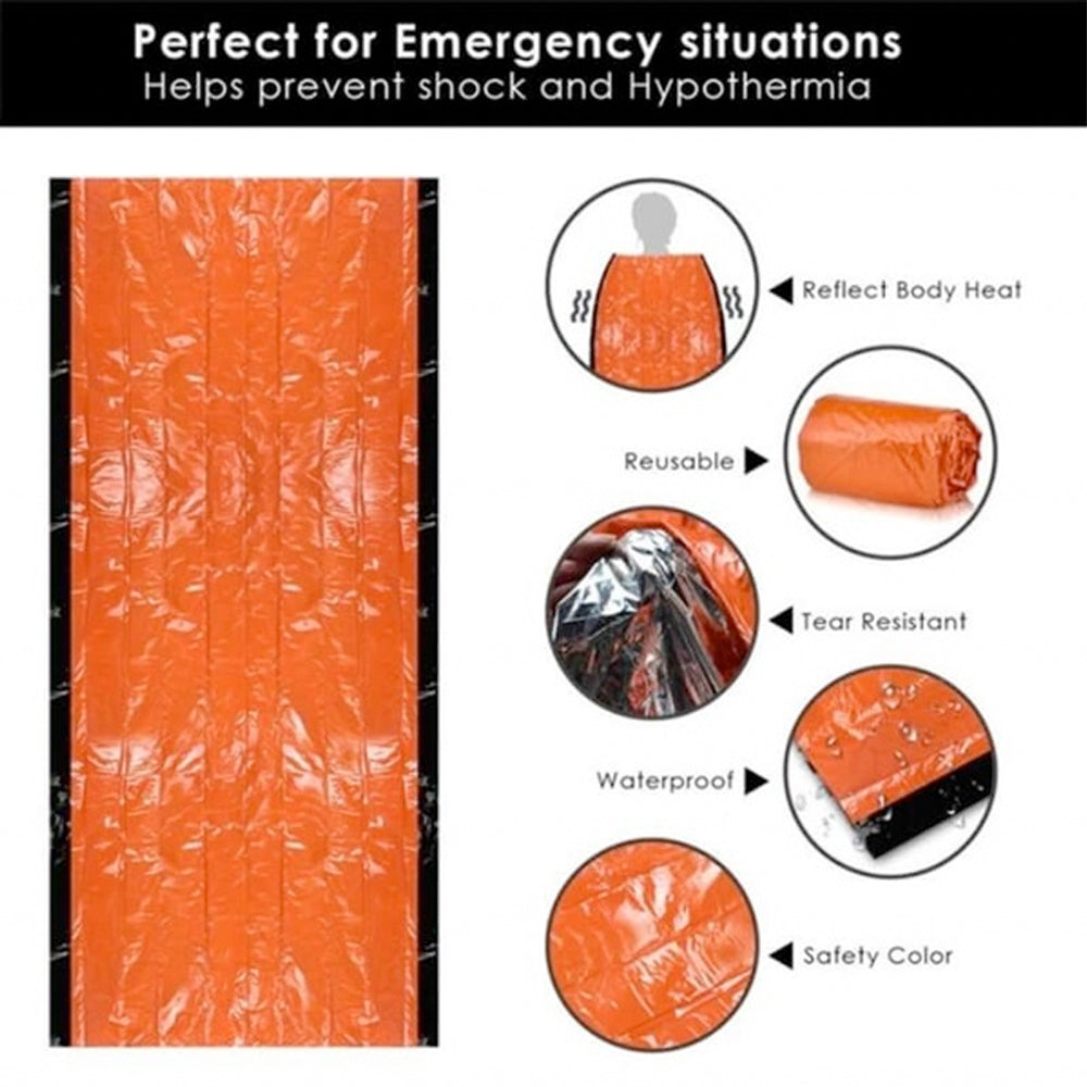 (2 Pack) ASR Outdoor Mylar Aluminized Emergency First Aid Bivvy Sleeping Bag With Stuff Sack