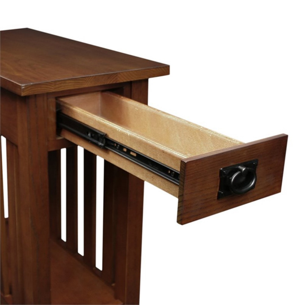 Home Square 2 Piece Mission Wood End Table Set in Medium Oak   Craftsman   Side Tables And End Tables   by Homesquare  Houzz