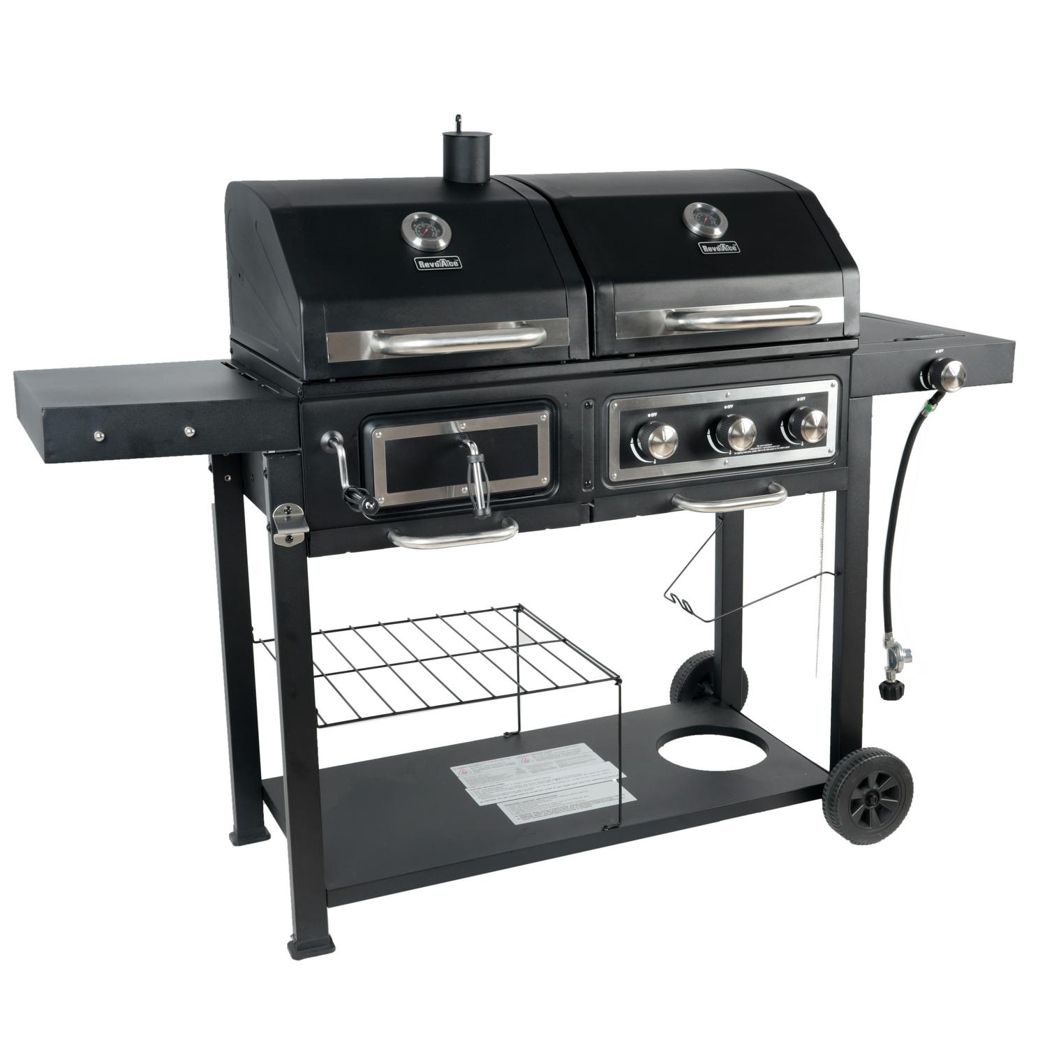 RevoAce Dual Fuel Gas and Charcoal Combo Grill Black with Stainless  Crowdfused