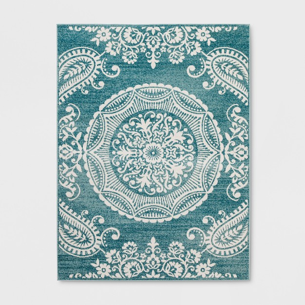 5 x27 3 quot x7 x27 Vintage Medallion Outdoor Rug Turquoise