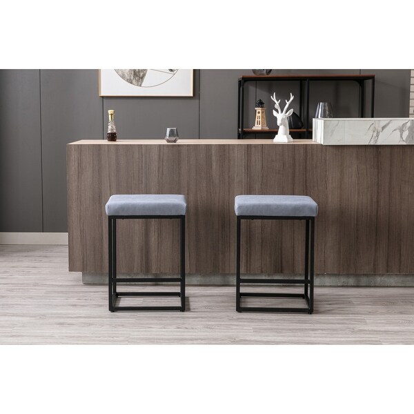 Backless Modern Barstools with Faux Leather