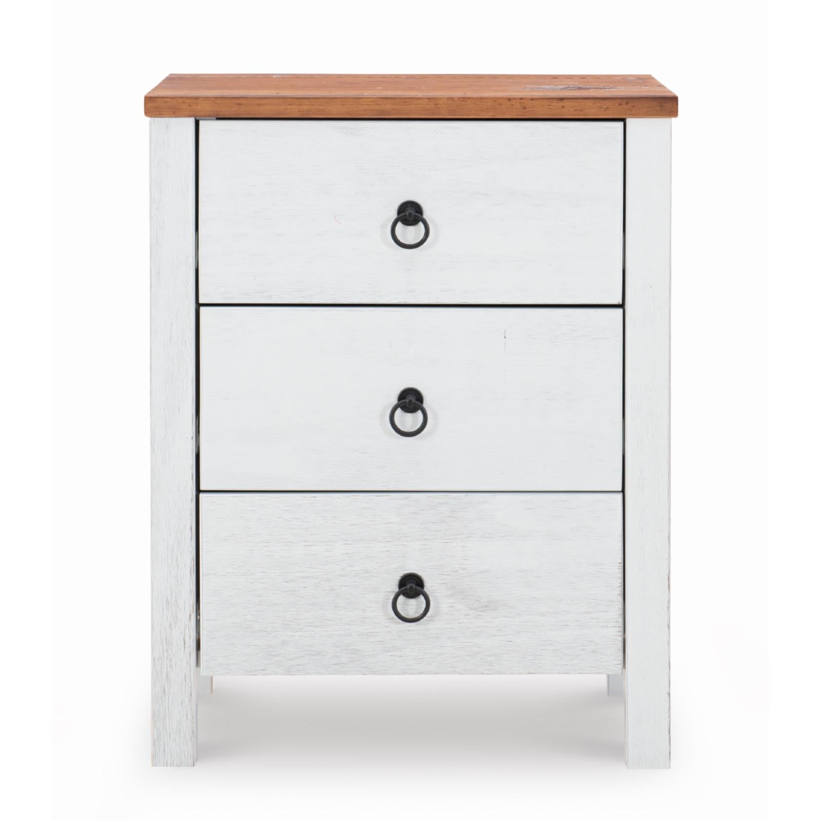 Anson 3-Drawer Chest, Rustic White and Brown