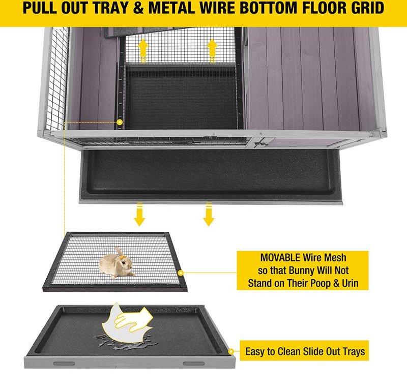 Aivituvin Rabbit Hutch with Pull Out Tray， Small