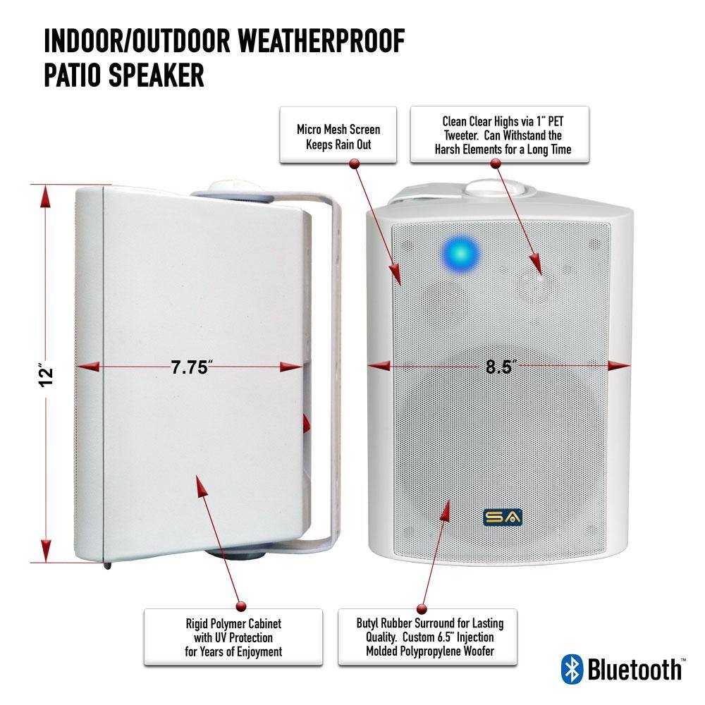 Sound Appeal Bluetooth 6.50 in. IndoorOutdoor Weatherproof Patio Speakers Wireless Outdoor Speakers White SA-BLAST6-W