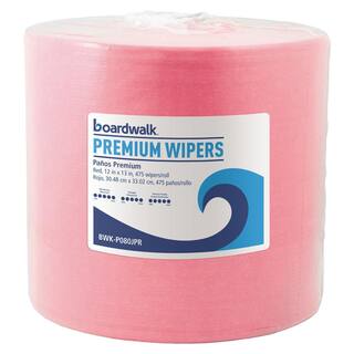 Boardwalk 12 in. x 13 in. Hydro Spun Cleaning Wipes Red 475Roll BWKP080JPR