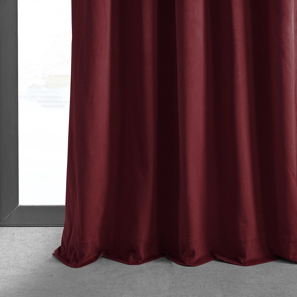 Exclusive Fabrics Signature Burgundy Velvet Blackout Curtain (1 Panel)   Luxurious Blackout Drapery for Elegant Décor