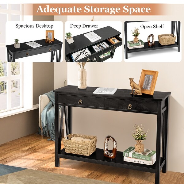 Console Table Storage Shelf Modern Sofa Table w/ Drawer Entryway Hallway