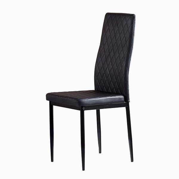 Dining Chair Leather Diamond Grid Pattern Home Conference Chair Set Of 4 - 20.47*15.75 *37.8INCH