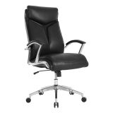 Modern Comfort Verismo Bonded Leather High-Back Executive Chair， Black/Chrome， BIFMA Certified