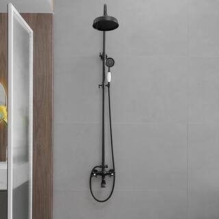 BWE Bathroom Luxury Wall Bar Shower Kit with Tub Faucet And Double Cross Handle in Matte Black A-98016-B