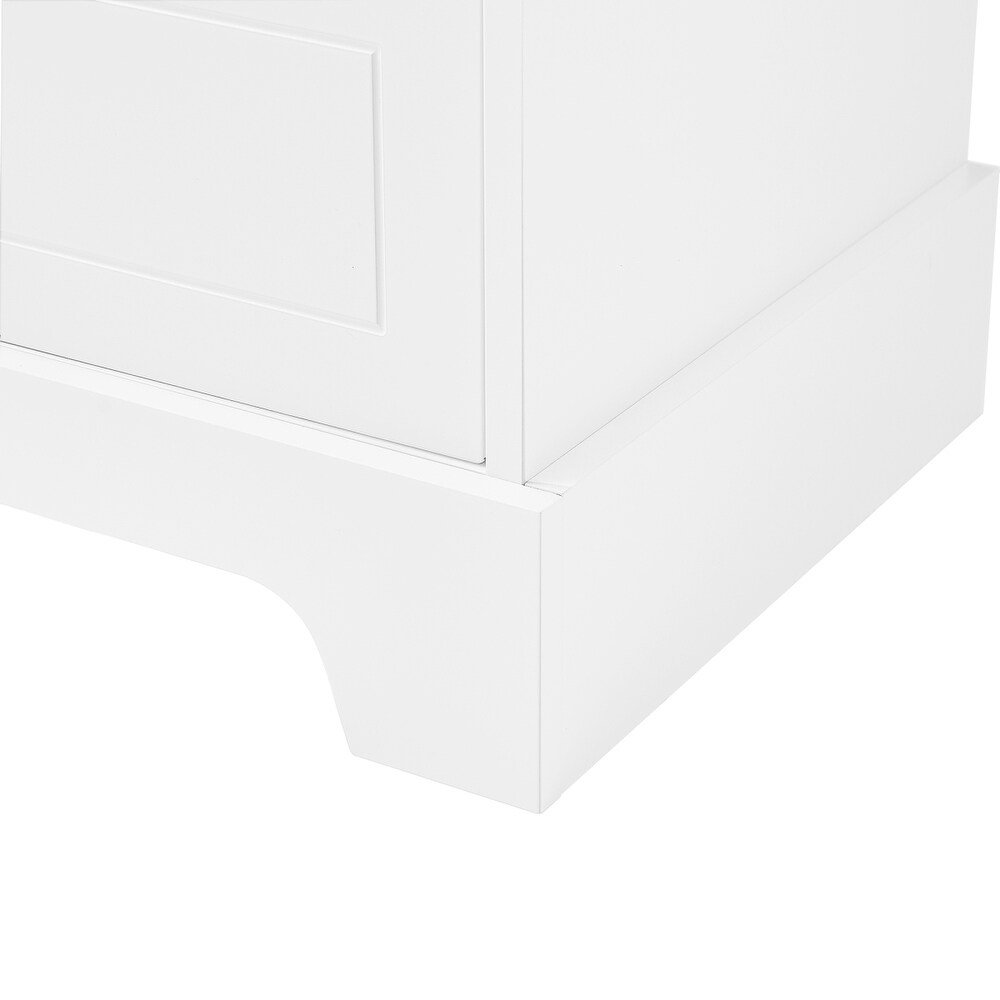 Bathroom Storage Cabinet with 2 Doors and 4 Drawers  Adjustable Shelves Multifunctional Free Standing Cabinet