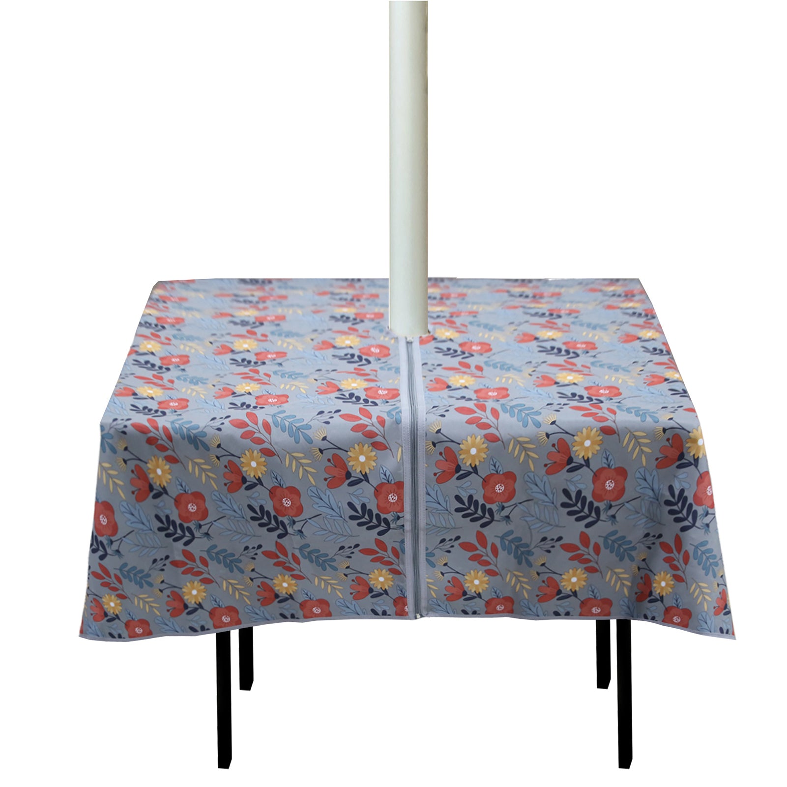 Outdoor Simple Patio Table Cloth, Spillproof Tablecloth with Umbrella Hole Zipper, Rainproof and Oil-Proof Tablecover, For Spring Summer Patio Table