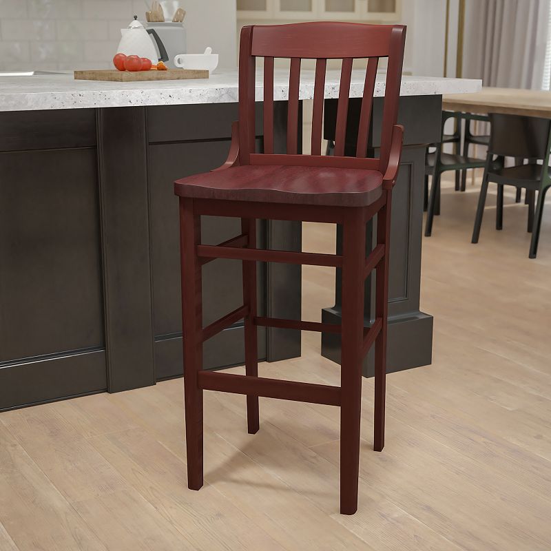 Flash Furniture Hercules Series School House-Back -Wood Restaurant Bar Stool