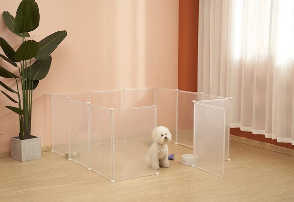 Allisandro 12 Grid Panel DIY Transparent Plastic Exercise Pet Playpen， Clear， Large