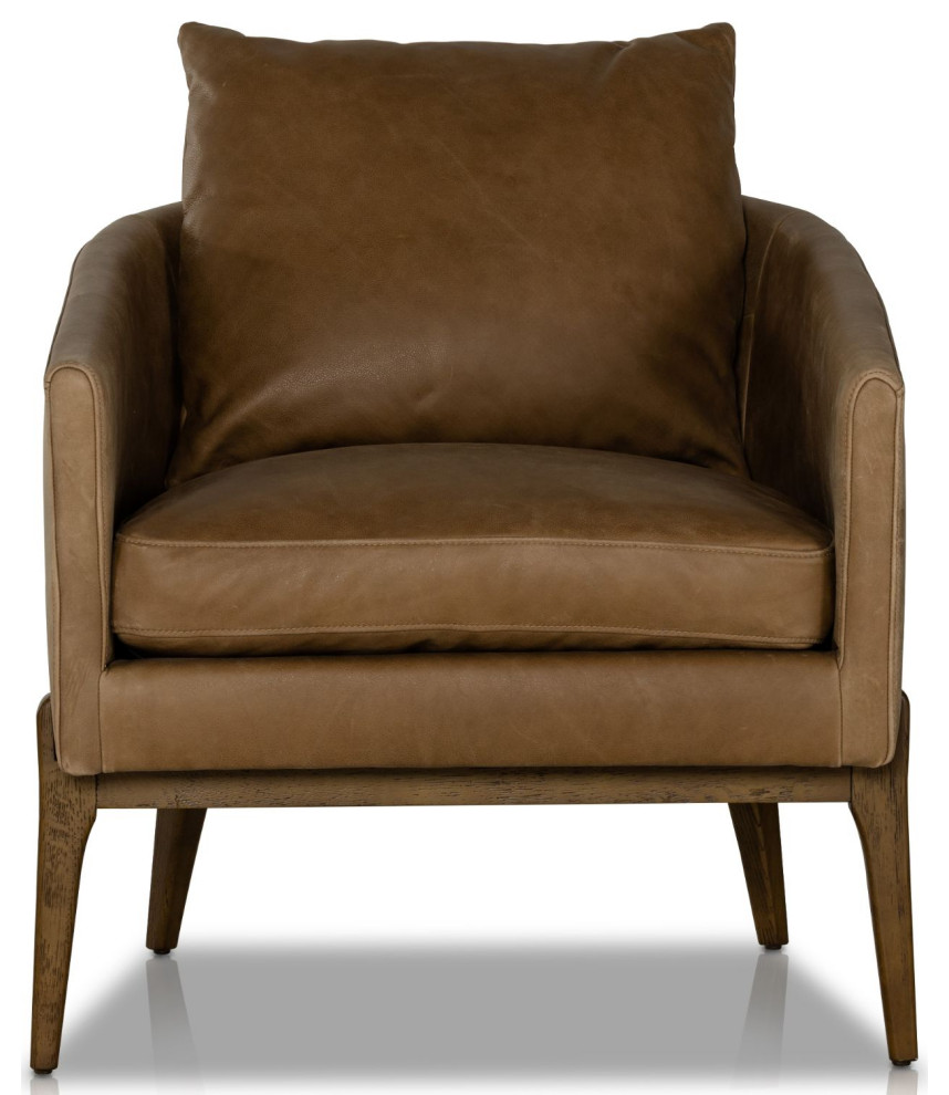 Copeland Palermo Drift Leather Chair   Midcentury   Armchairs And Accent Chairs   by Zin Home  Houzz