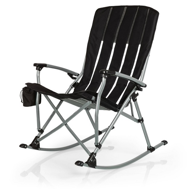 Picnic Time Outdoor Rocking Camp Chair Black