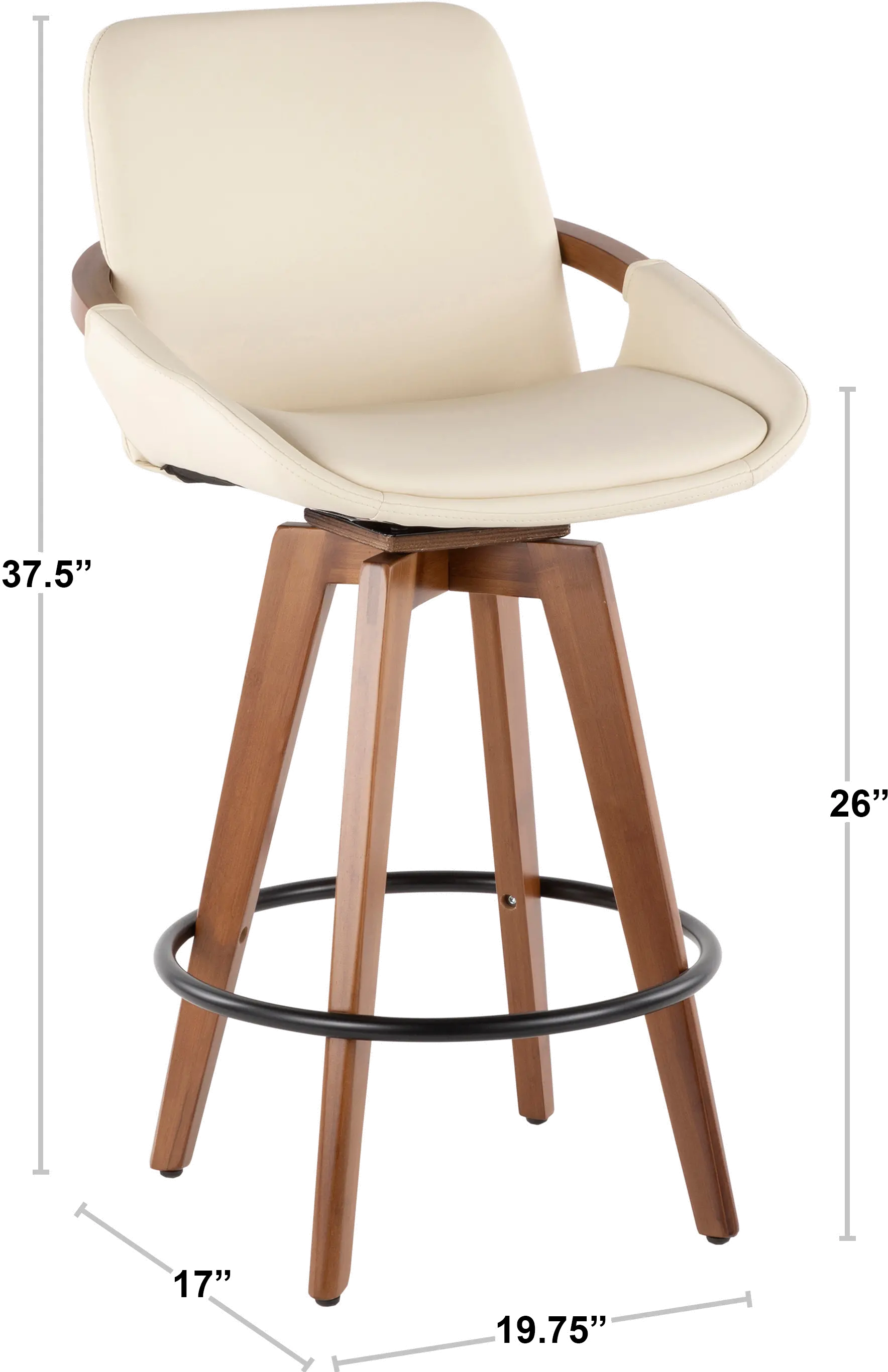 Cosmo Cream and Brown Counter Height Stool